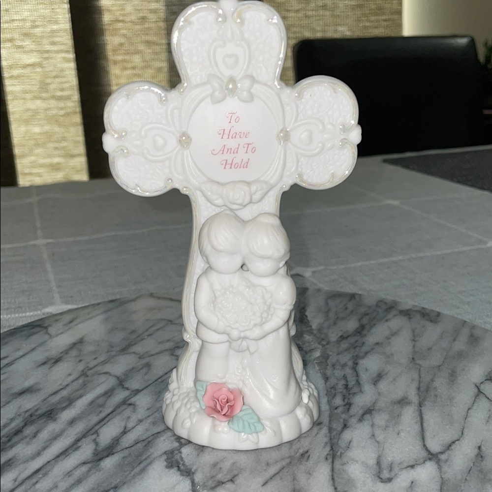 Precious Moments Anniversary Free Standing White Ceramic Cross